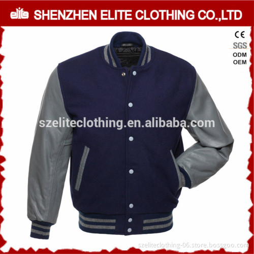 fashion plain woolen custom made quilted bomber jackets for men with embroidery